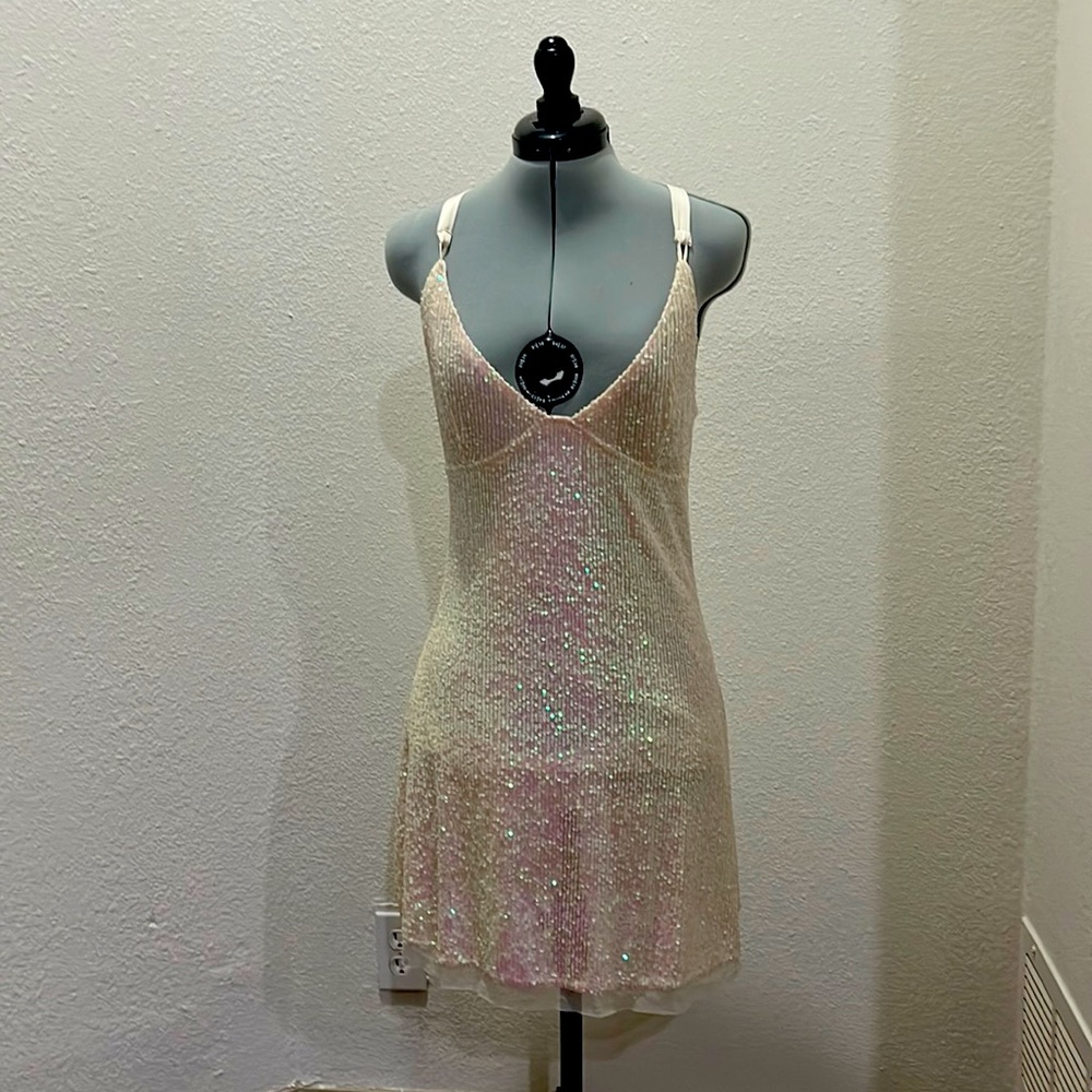 Women’s Intimately Free People Gold Rush Tie Back Mini Dress Ivory Medium